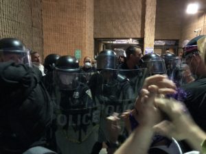 Riot Police at New Haven Police Headquarters, May 31. 